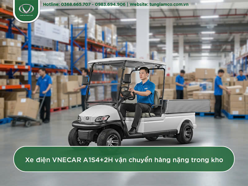 Xe điện VNECAR A1S4+2H vận chuyển hàng nặng trong kho