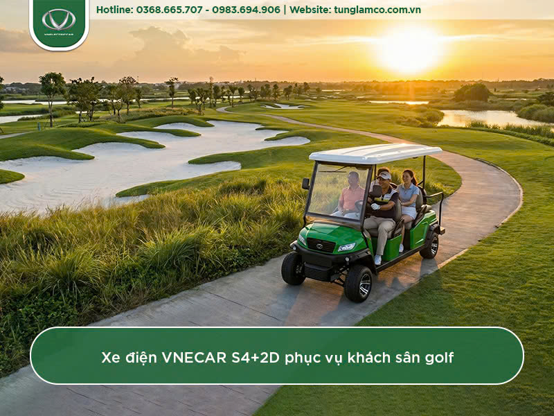 Xe điện VNCAR S4+2D phục vụ khách sân golf
